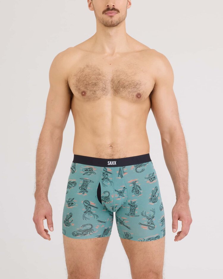 Saxx Vibe Xtra Soft Comfort Boxer Brief Fly | Western Weird-Washed Teal