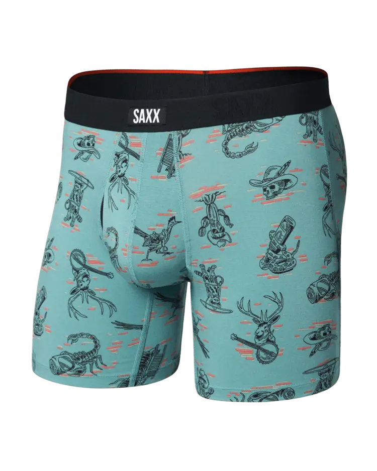 Saxx Vibe Xtra Soft Comfort Boxer Brief Fly | Western Weird-Washed Teal