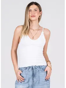 C'est Moi Cest Moi Seamless Smocked Cami | White