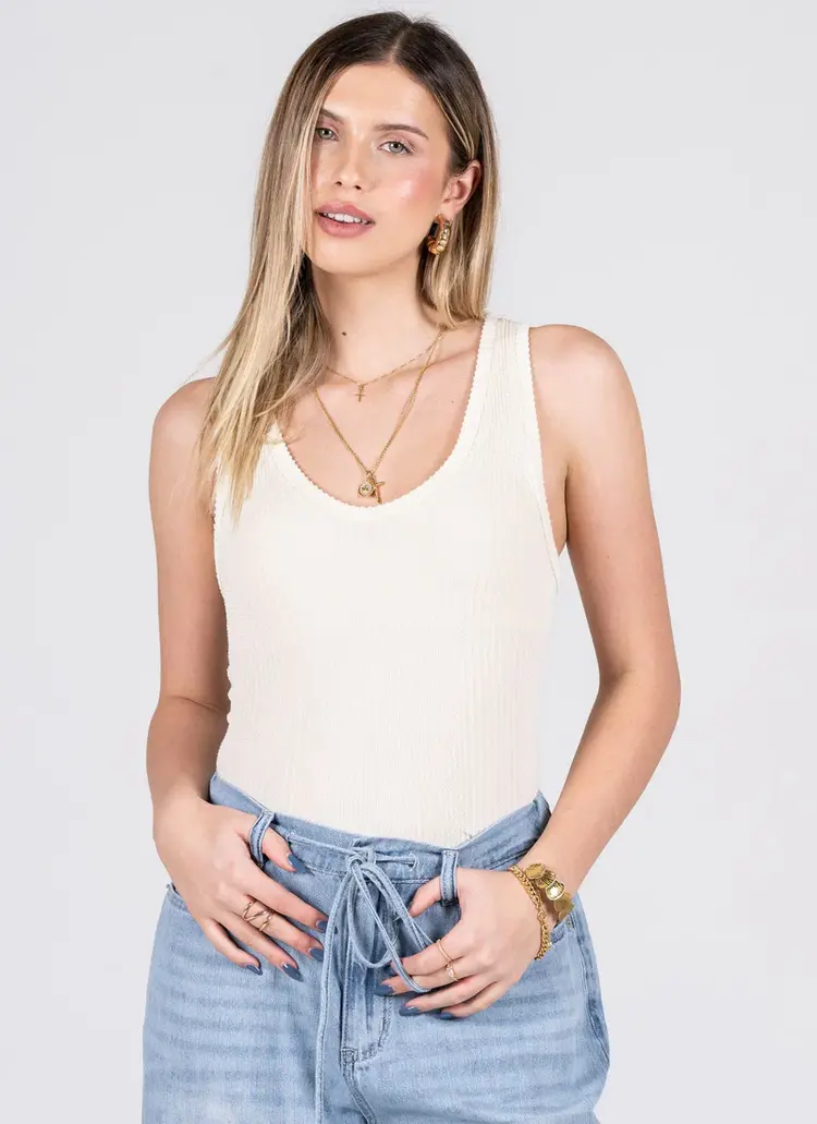 C'est Moi Cest Moi Seamless Textured Tank | Ivory