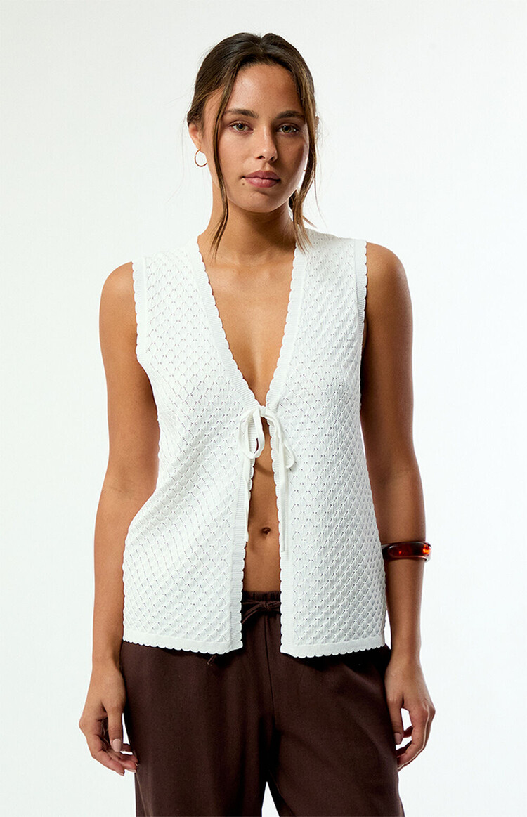 Rhythm Rhythm Gigi Longline Knit Vest | White