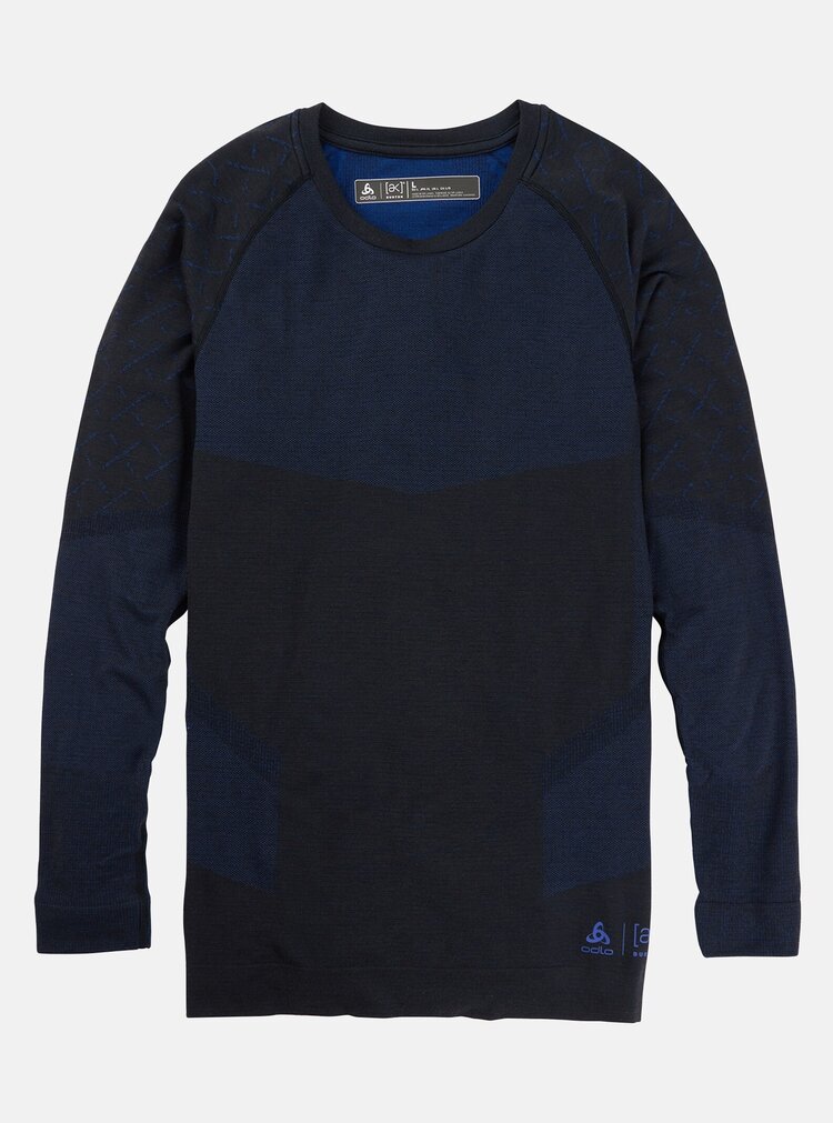 Burton Men's [ak] Slokar Merino Base Layer Crewneck | True Black/Jake Blue