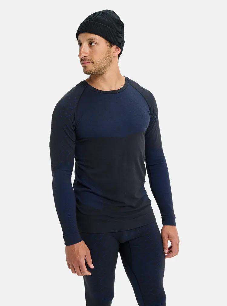 Burton Men's [ak] Slokar Merino Base Layer Crewneck | True Black/Jake Blue