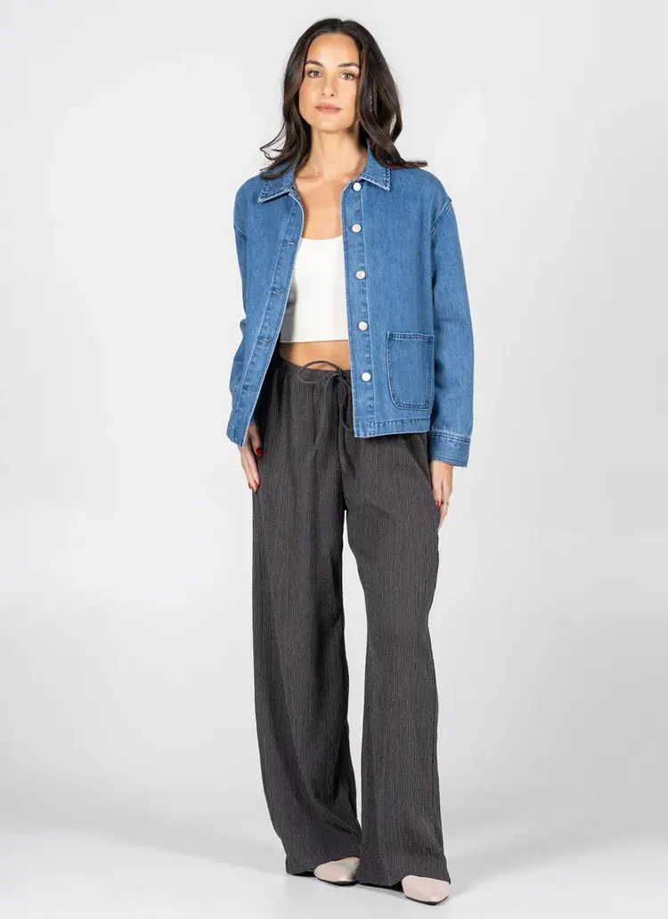 C'est Moi Crinkle Wide Leg Pants | Black