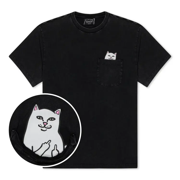 Ripndip Pocket T-Shirt Lord Nermal | Black Vintage Wash
