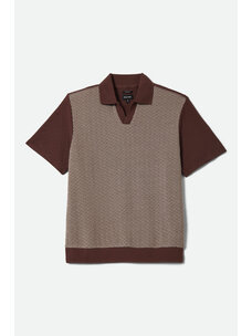 Brixton Theo Jacquard S/S Polo | Chocolate/Off White