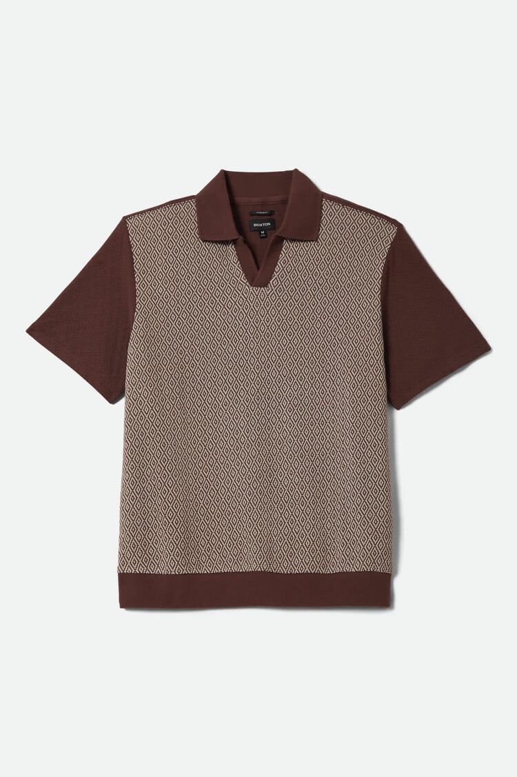 Brixton Brixton Theo Jacquard S/S Polo | Chocolate/Off White