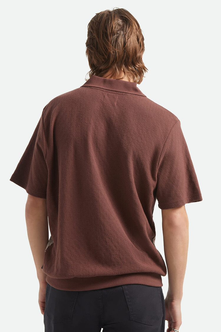 Brixton Theo Jacquard S/S Polo | Chocolate/Off White