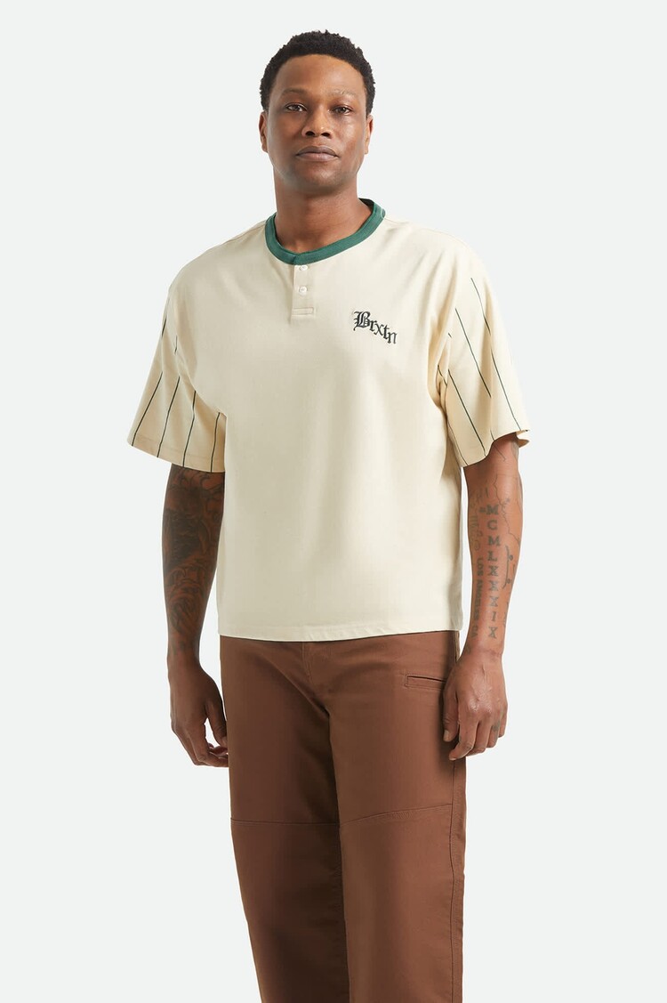 Brixton Boxy Baseball 1/2 Sleeve Tee | Whitecap/Primal Green