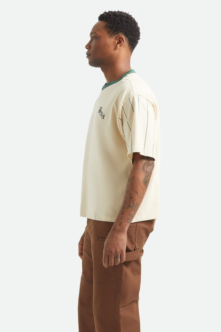 Brixton Boxy Baseball 1/2 Sleeve Tee | Whitecap/Primal Green