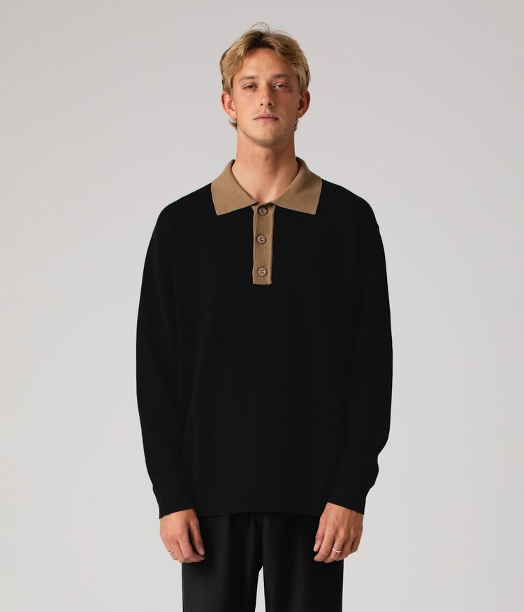 Former Former Expansion Knit Polo | Black/Bronze