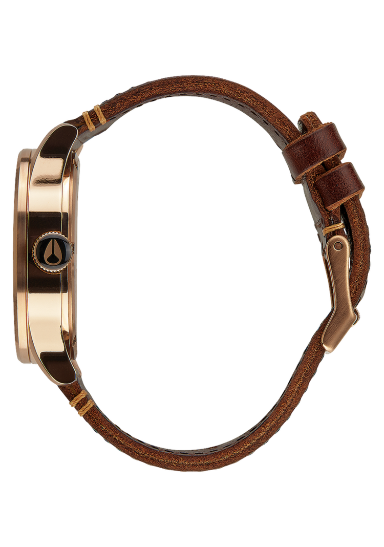 Nixon Nixon Sentry Leather | Rose Gold / Gunmetal / Brown
