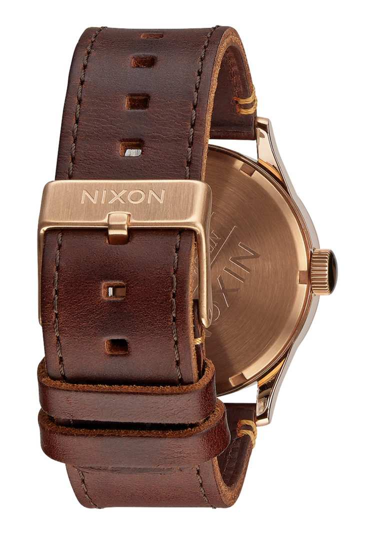 Nixon Nixon Sentry Leather | Rose Gold / Gunmetal / Brown