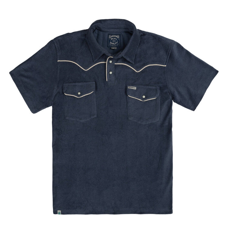Sendero Provisions Co. Cantina Terry Polo Short Sleeve Shirt | Vintage Indigo