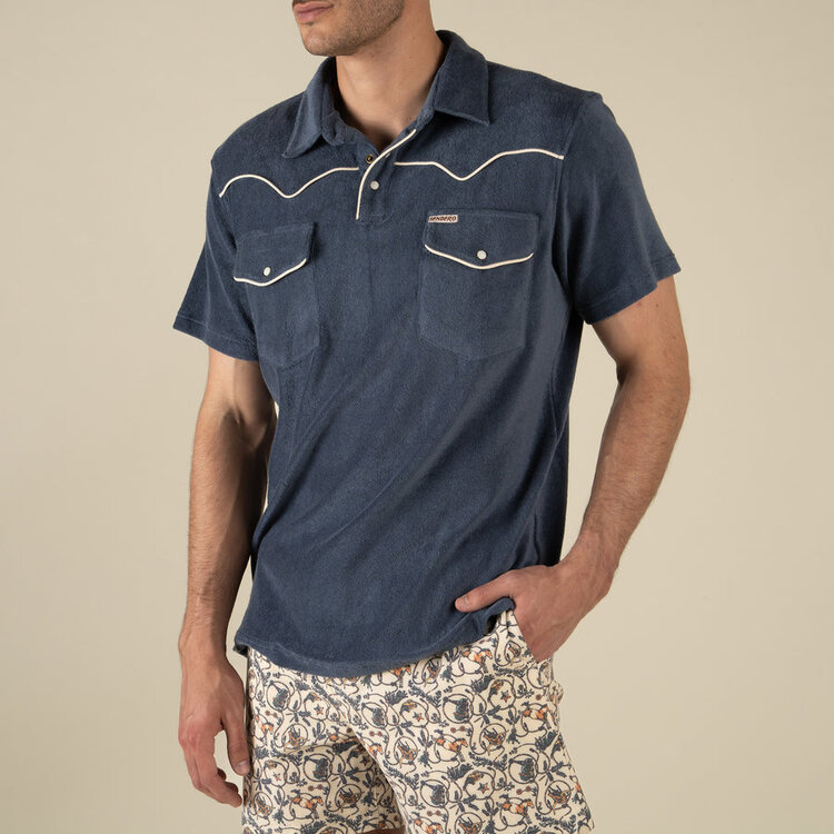 Sendero Provisions Co. Cantina Terry Polo Short Sleeve Shirt | Vintage Indigo