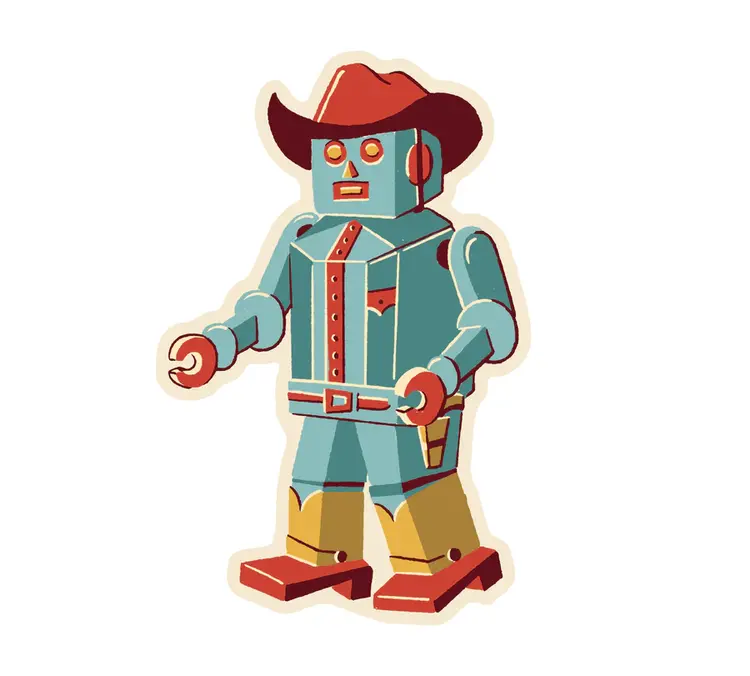 Sendero Provisions Co. Sendero Mechanical Cowboy Sticker | Blue