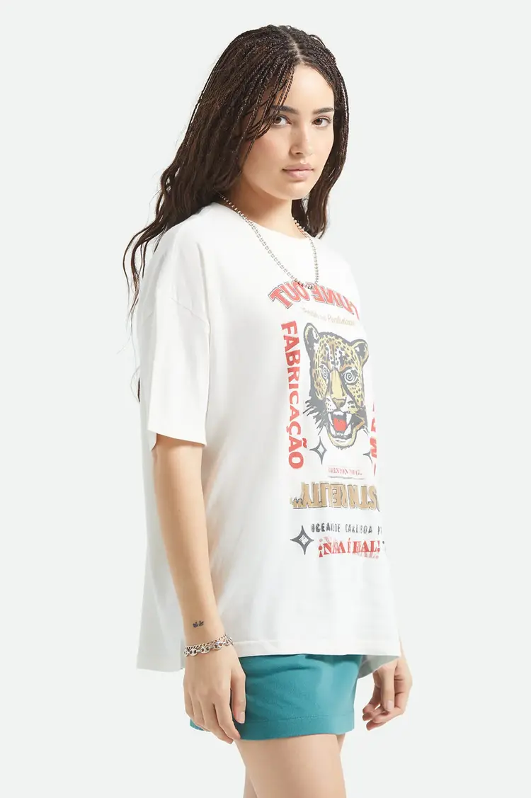 Brixton The Getaway Oversized Boyfriend T-shirt | Vintage White