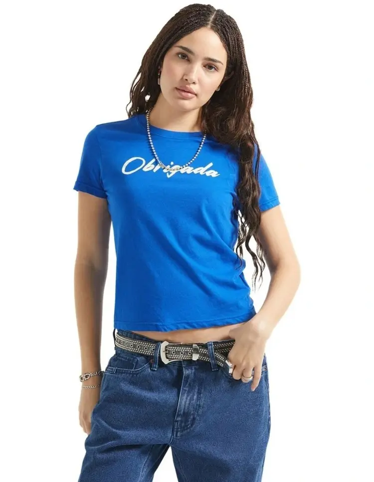 Brixton Thank You Slim Crew Tee | Sunrise Blue