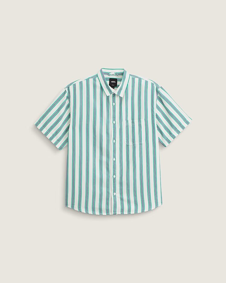 Vans Lawson Stripe Short Sleeve Shirt | White-Vivid Verdant