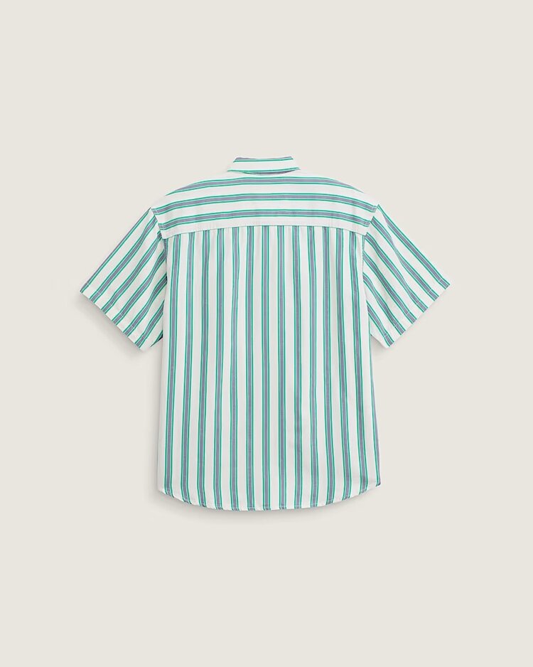 Vans Lawson Stripe Short Sleeve Shirt | White-Vivid Verdant