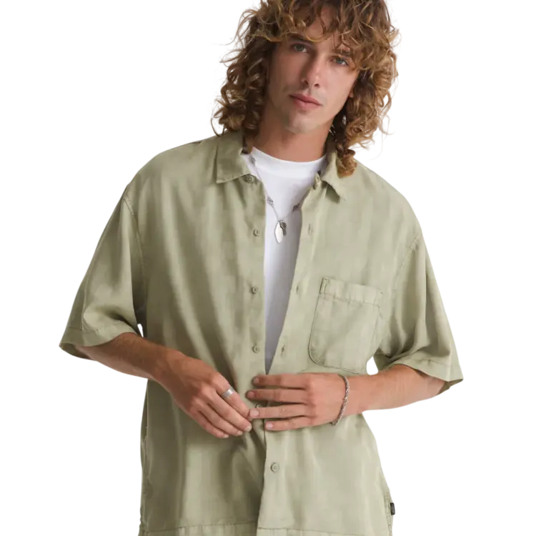 Vans Van Doren Tencel Check Camp Short Sleeve Shirt | Soft Sage