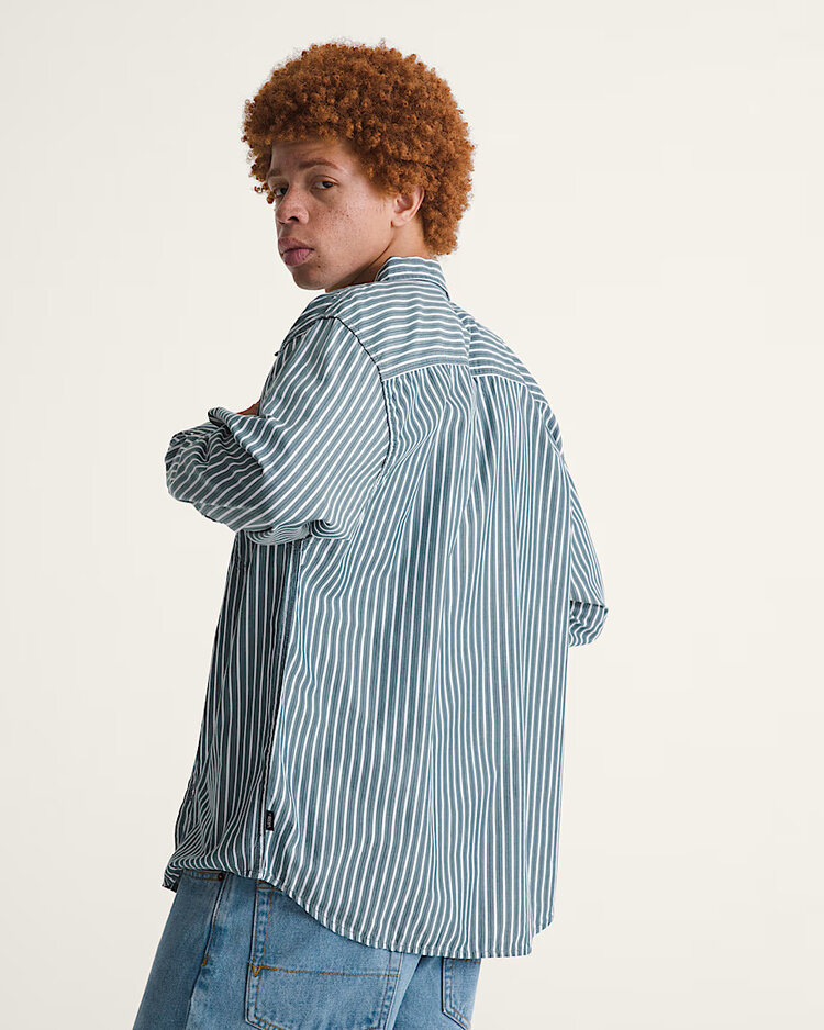Vans Lx Dobby Stripe Long Sleeve Shirt | Mystic Moss