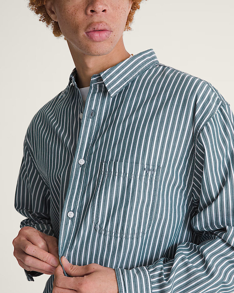 Vans Lx Dobby Stripe Long Sleeve Shirt | Mystic Moss