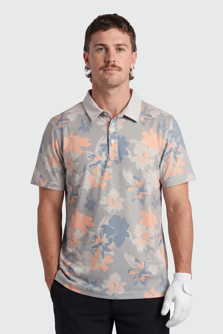 TEAMLTD Par-Tee Polo | Grey Hibiscus