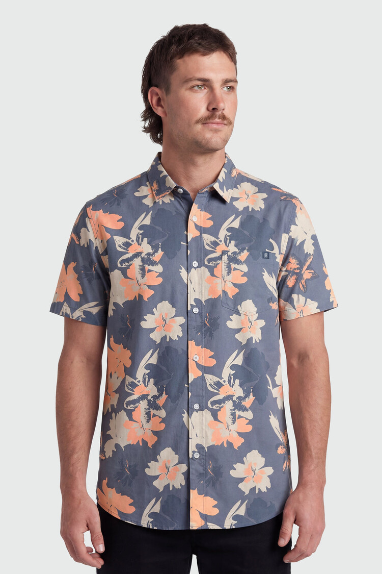 TEAMLTD Classic Button Up | Blue Hibiscus