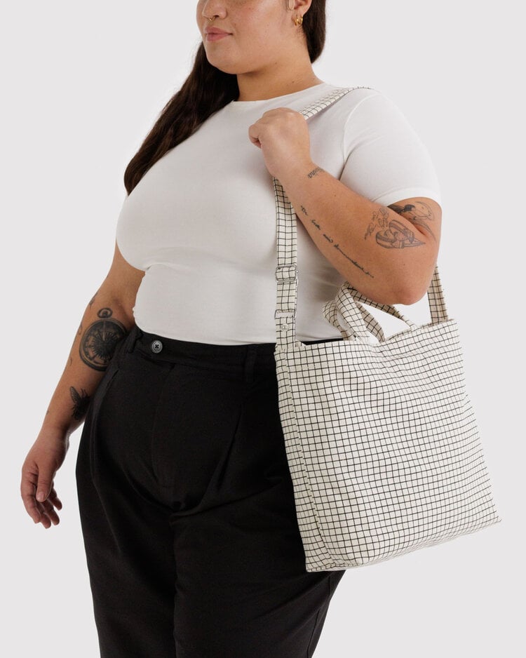 Baggu Baggu Horizontal Zip Duck Bag | Natural Grid