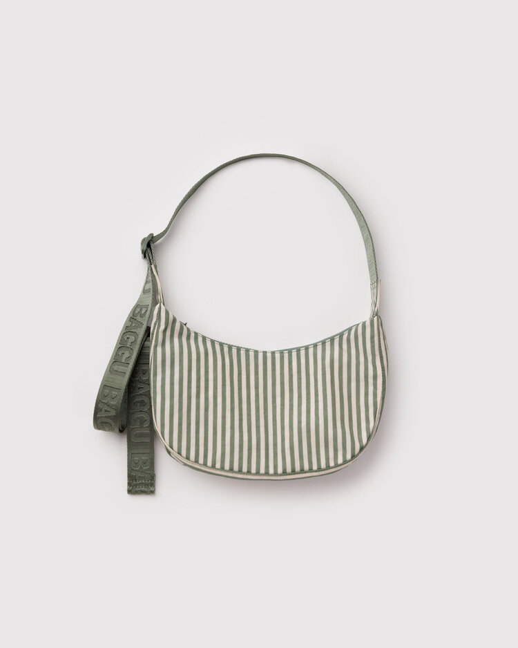Baggu Baggu Small Nylon Crescent Bag | Sage Stripe