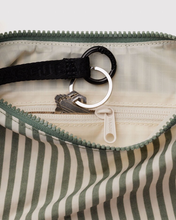 Baggu Baggu Small Nylon Crescent Bag | Sage Stripe