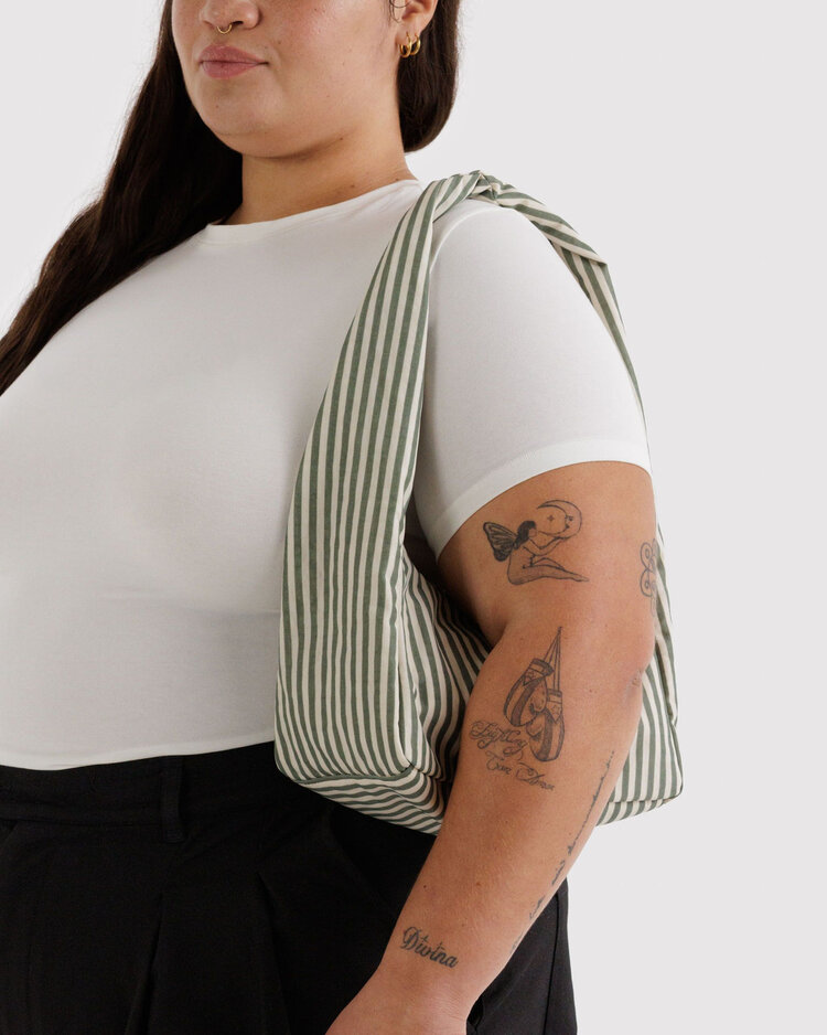 Baggu Baggu Small Nylon Meringue Bag | Sage Stripe