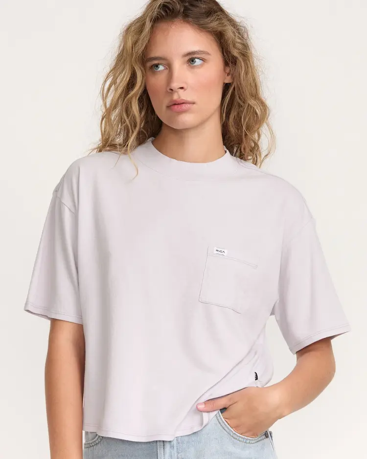RVCA Kinney Tee Pocket Pigment Tea Cloth  | Fog