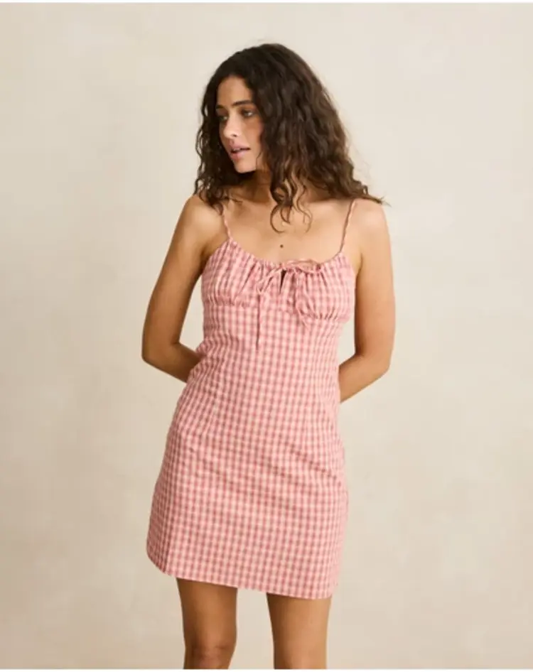Rhythm Kirra Check Gather Mini Dress PIN