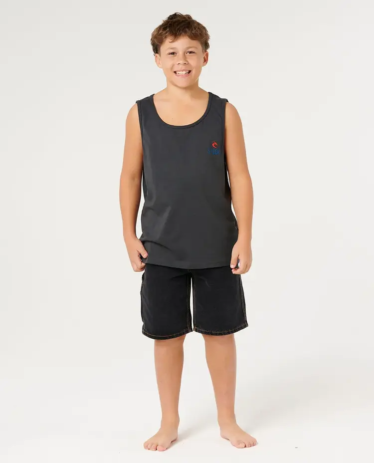 Rip Curl Skull Surf Tank-Boy | Washed Black