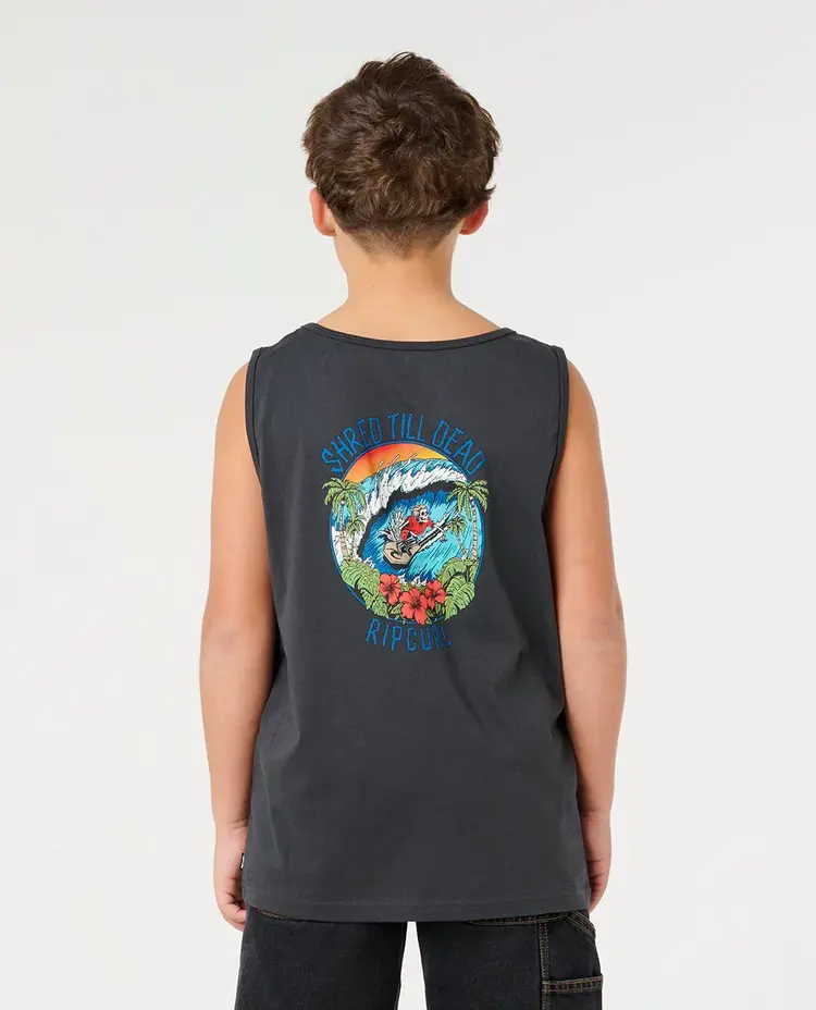 Rip Curl Skull Surf Tank-Boy | Washed Black