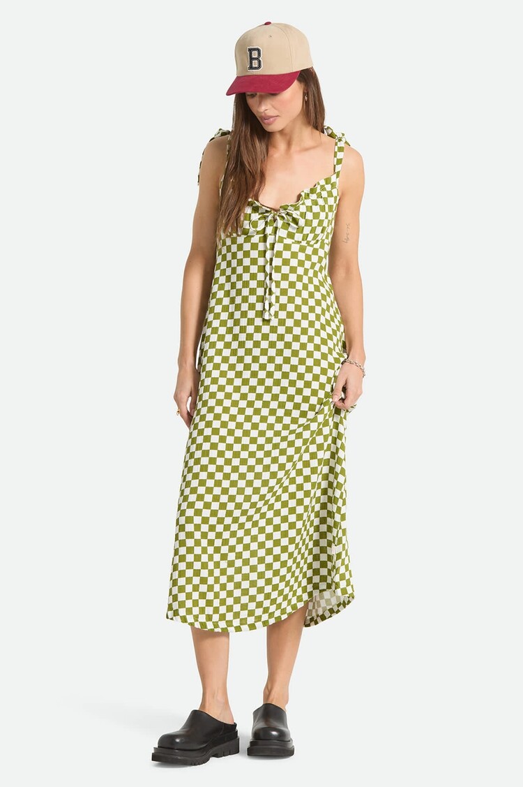 Brixton The Tie Dress | Sublime Green Checkerboard