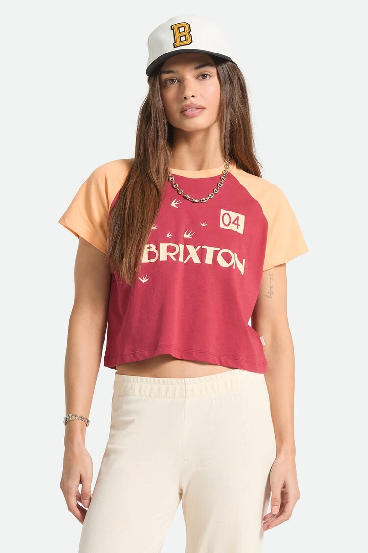 Brixton Brixton Swallow Sky Cropped Raglan | Robust Red/Peach Cobbler