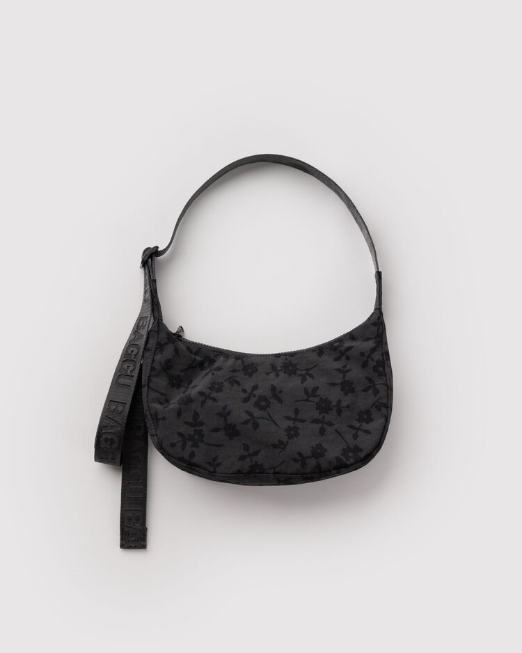Baggu Baggu Small Nylon Crescent | Charcoal Ditsy Floral