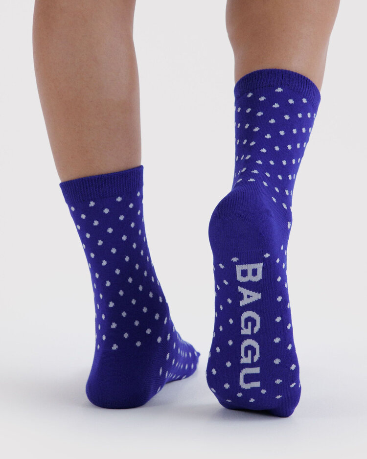 Baggu Baggu Crew Sock | Micro Blue/White Polka Dot