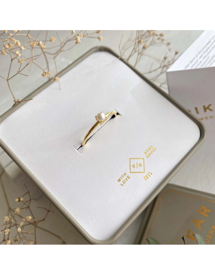 Pika & Bear Coyo Dainty Pearl Ring | Gold Vermeil