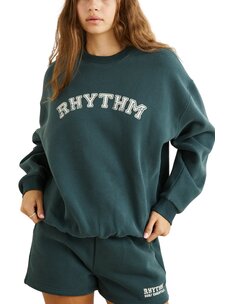 Rhythm Rhythm Collegiate Oversized Crew Neck Fleece | Forest