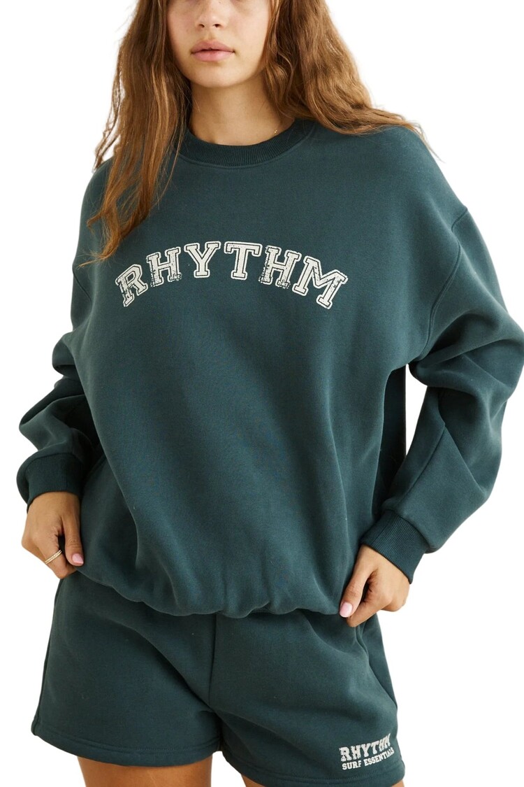 Rhythm Rhythm Collegiate Oversized Crew Neck Fleece | Forest