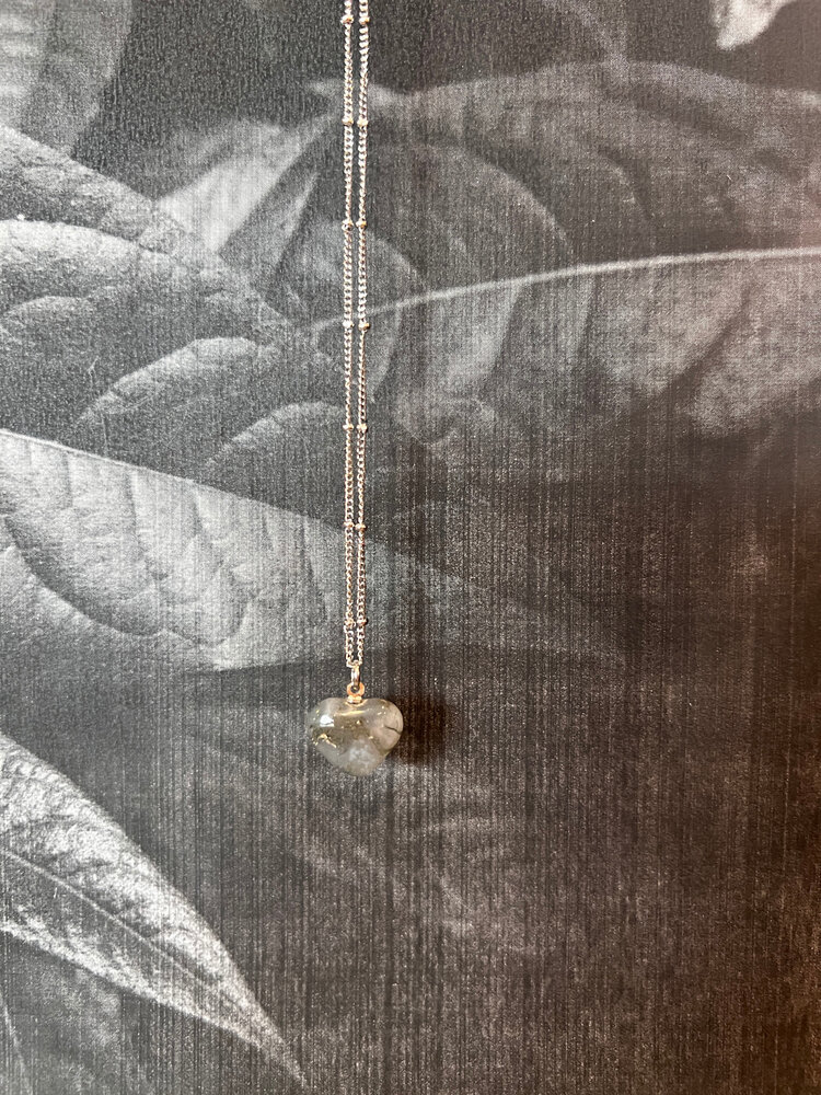 Maiden Perras Maiden Perras Moss Agate Heart Necklace | Silver
