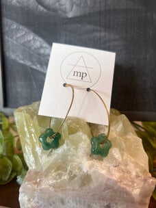 Maiden Perras Maiden Perras Hippie Hoop Aventurine Earrings | Gold