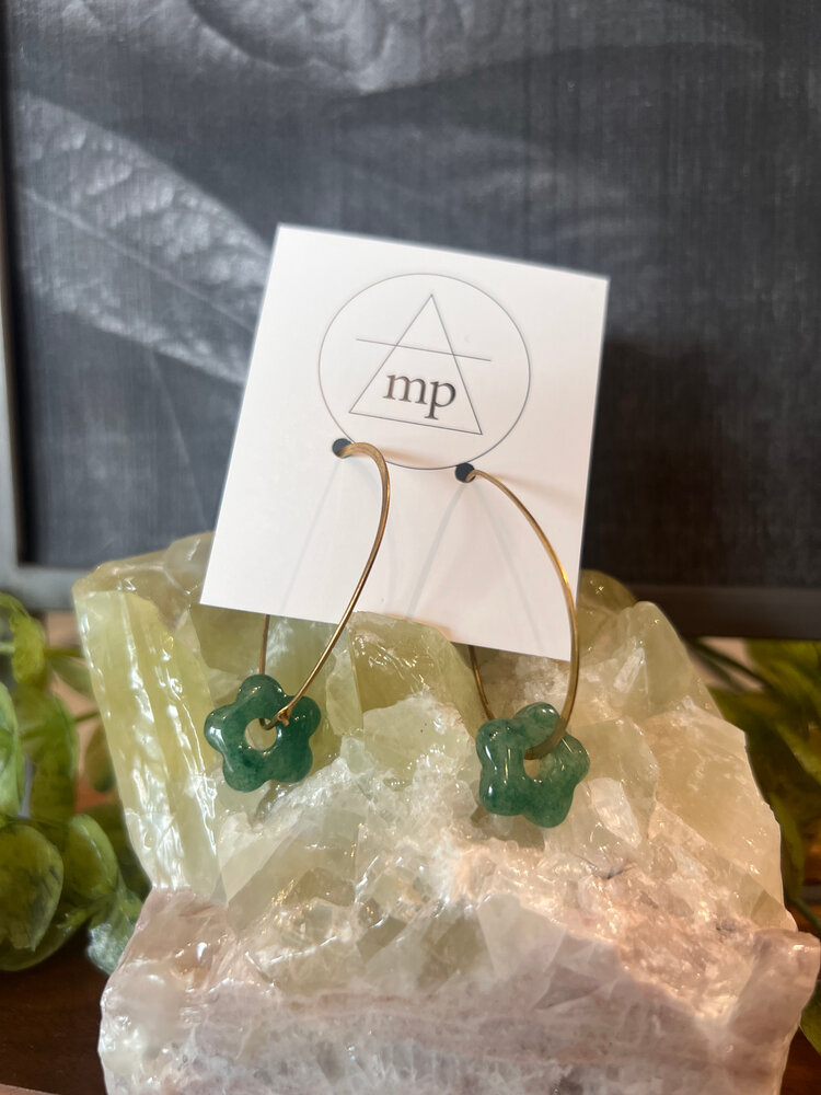Maiden Perras Maiden Perras Hippie Hoop Aventurine Earrings | Gold