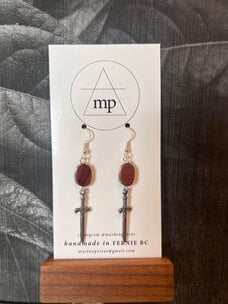 Maiden Perras Maiden Perras Red Tigers Eye Dagger Earrings | Silver