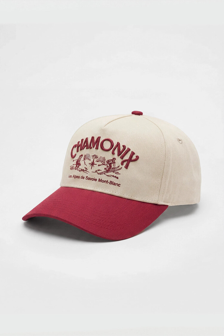 TEAMLTD TEAMLTD Chamonix Snapback | Cream / Deep Red