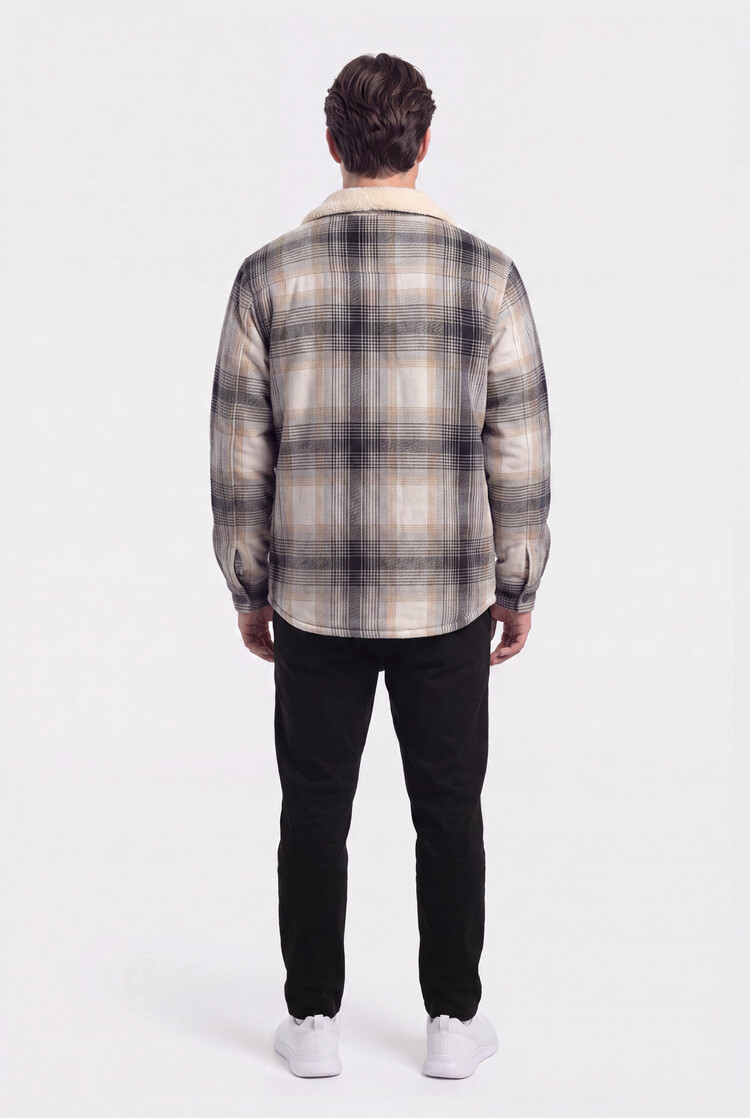 TEAMLTD TEAMLTD Plaid Sherpa Jacket | Black